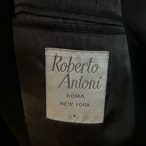 Classic Long Black Wool Men's Overcoat 42R - Picture 2 of 5